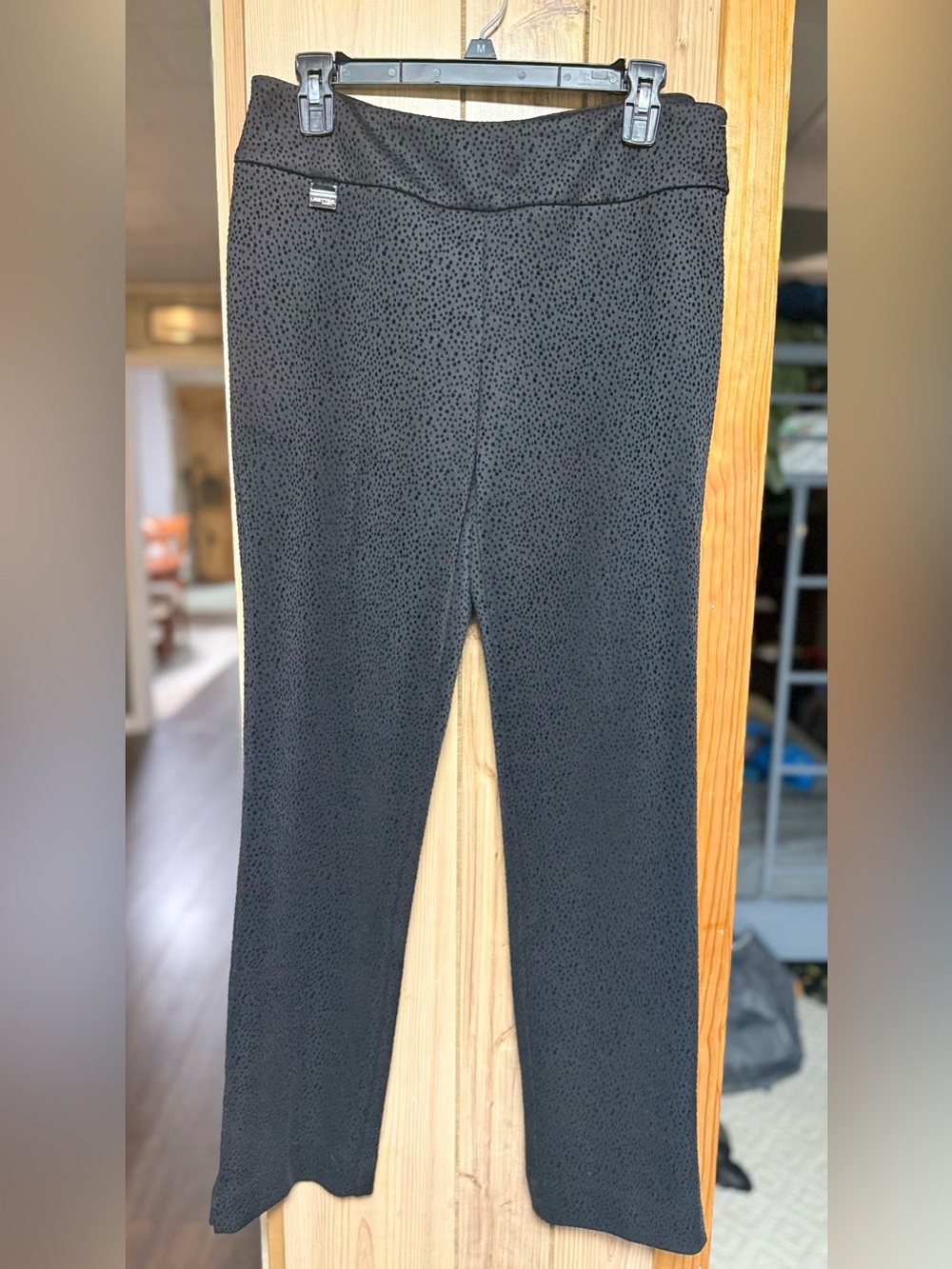 LISETTE Black Textured Wide-Leg Pants